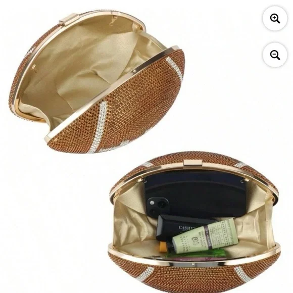 Gold Crystal Football Clutch - Picture 3 of 4